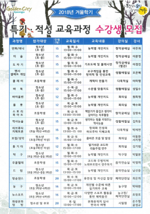 경주시, 청소년 2018년도 겨울학기 특기·적성 프로그램 운영