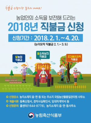 경주시, 쌀. 밭. 논이모작 조건불리 직불제 신청. 접수 