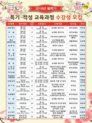 경주시 청소년수련관, 봄학기 특기적성 교육과정 운영 