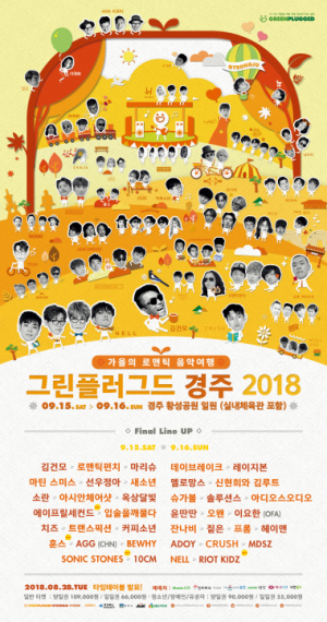 국내 초대형 뮤직 페스티벌 ˝그린플러그드 경주 2018˝ 최종 라인업 공개 