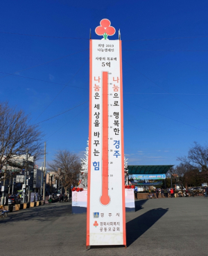 경주시 `희망 2019 나눔 캠페인` 사랑의 온도탑 100도 돌파 `뜨끈뜨끈` 