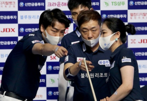 블루원 엔젤스 `신한금융투자 PBA 팀 리그` 1라운드 첫 승 