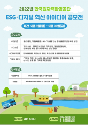 한국원자력환경공단, ESG․디지털혁신 국민 아이디어 공모