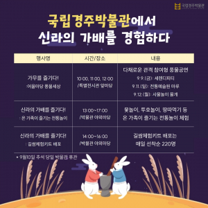 추석 연휴! ˝국립경주박물관에서 신라의 가배를 경험해보세요˝